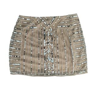 Show Me Your MuMu Tan Sequin Mini Skirt